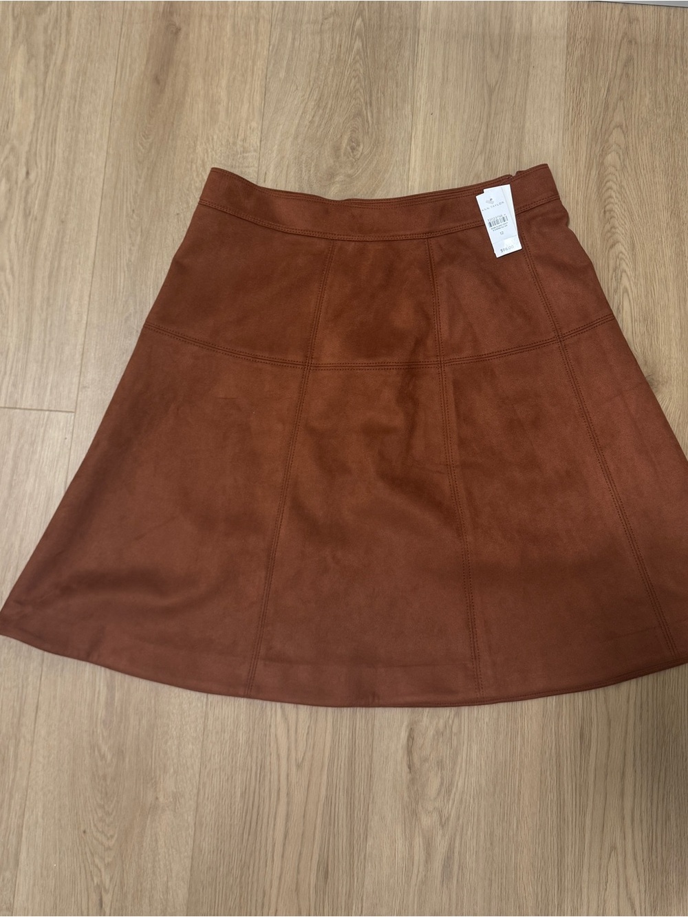 Ann Taylor Classic brown A-Line Faux Suede Skirt size 12 NWT